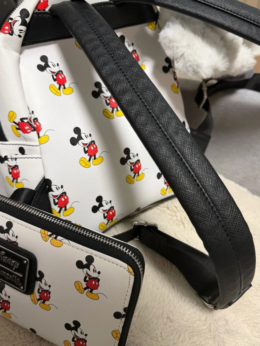 Loungefly White Mickey Mouse Mini Backpack with matching wallet